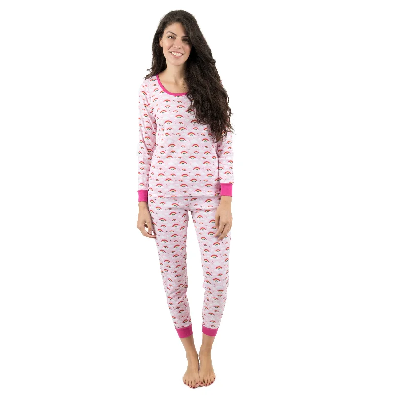 Womens Two Piece Cotton Pajamas Rainbow