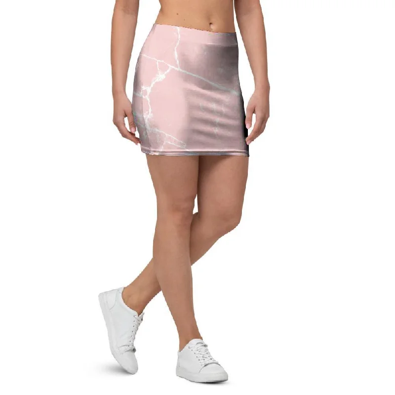 Pink Cracked Marble Mini Skirt