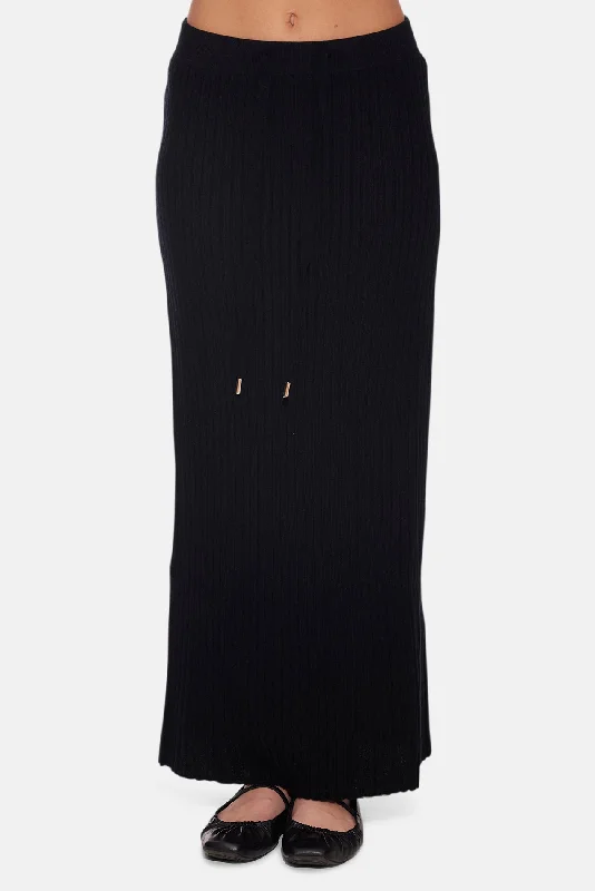 Gertrude Ribbed Maxi Skirt Black