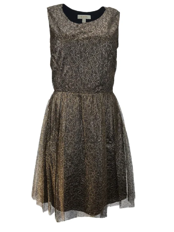 ERIN Women's Gold Odile Open Back Lace Dress #31010503430 NWT