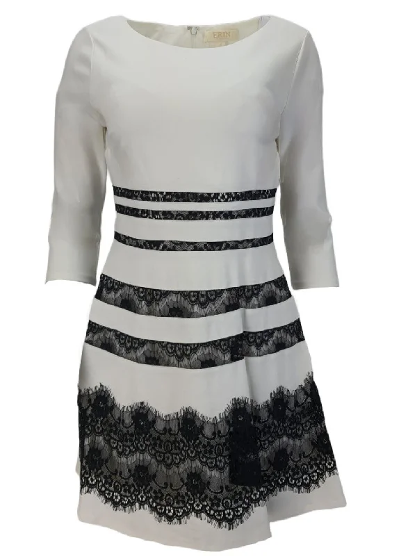 ERIN Women's White Lace Stripes Dress #50714273780 6 NWT