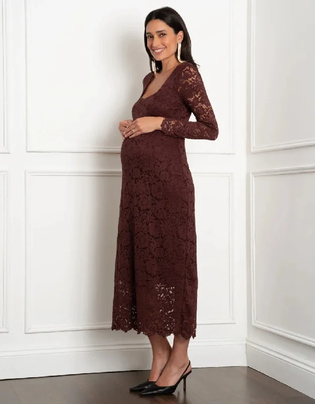 Lace Bodycon Maternity Dress - Chocolat Colour